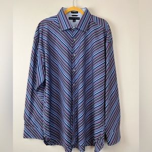 NWT Tommy Hilfiger Diagonal Stripped Button Down Y2K Shirt Size XXL